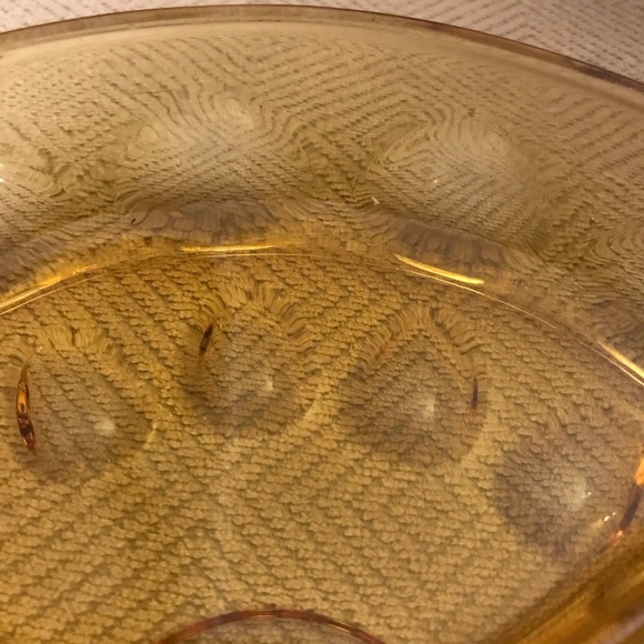 Vintage Hazel Atlas Reflection Amber Thumbprint 3-part Divided Relish Dish - Picture 5 of 7